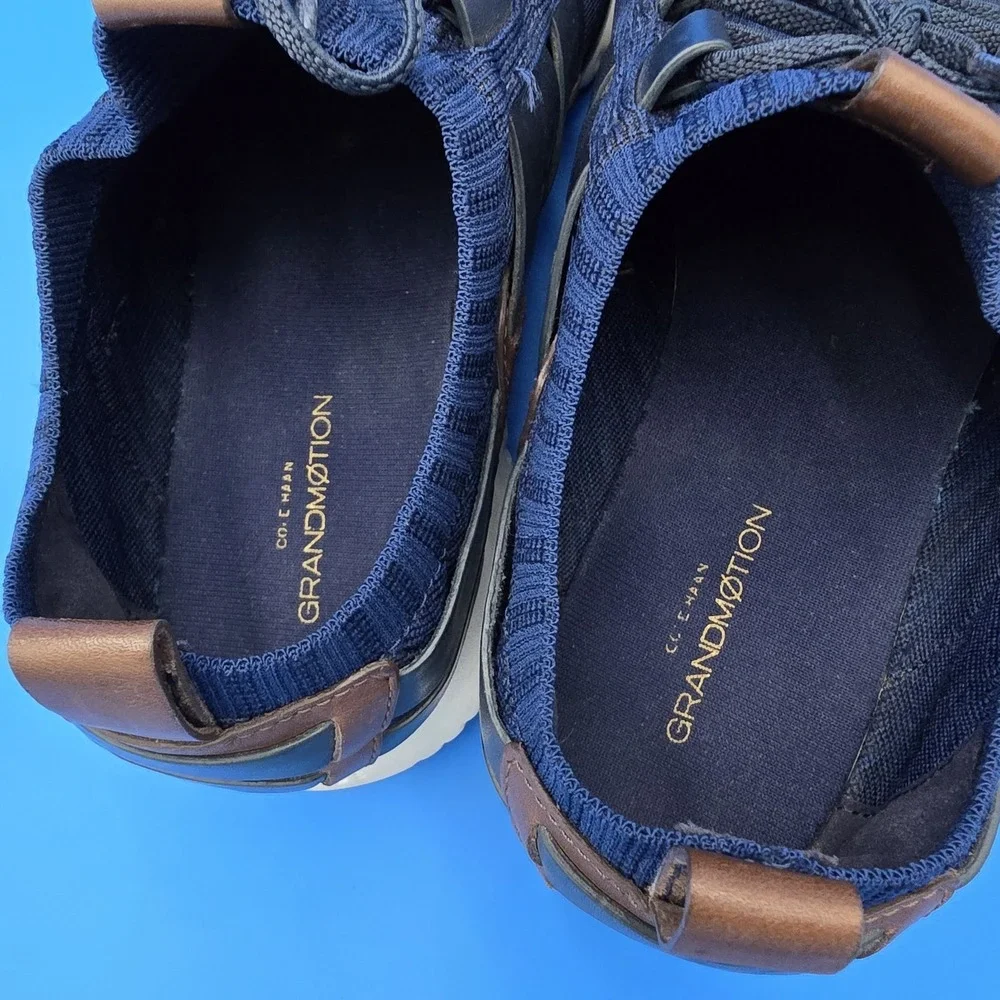 Mens Cole Haan Blue Woven Grand Motion Casual Comfort Shoes Sneakers Size 9M EUC